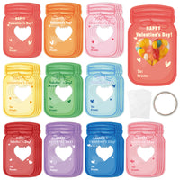H1vojoxo 40PCS Valentines Day Gift Cards for Kids, Colorful Jars Happy Valentine Greeting Cards Bulks, Valentine Exchange Cards for Boys Girls, Valentine Cards for Party Favor (Candy Not Included) 