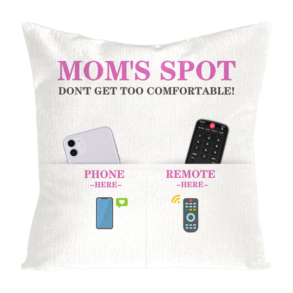 H1vojoxo 1PCS Mom’s Spot Throw Pillow Case, Mother's Day Pillow Cover with 2 Pockets, Mother's Day, Birthday, Thanksgiving Gift for Mommy Mama, Mother's Day Linen Square Throw Pillow Case for Sofa Bed