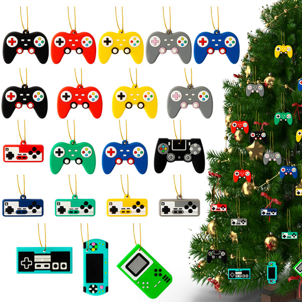 H1vojoxo 20PCS Christmas Video Game Controller Ornaments, Gamer Controller Hanging Ornament for Christmas Tree, Mini PVC Christmas Ornaments, Christmas Hanging Gaming Decorations for Kids