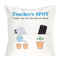 H1vojoxo 1PCS Teacher's Spot Throw Pillow Case, Teachers' Day Pillow Cover with 2 Pockets, Teachers' Day, Thanksgiving Gift for Teachers, Teachers' Day Linen Square Throw Pillow Case for Sofa Bed