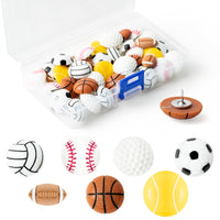 H1vojoxo 40PCS Creative Sport Ball Push Pins for Cork Board, Mini Decorative Resin Ball Push Pins, Football Thumb Packs for Bulletin Board, Rugby Thumb Tacks, Decorative Cute Push Pins for Wall Map
