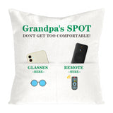 H1vojoxo 1PCS Grandpa’s Spot Throw Pillow Case, Father's Day Pillow Cover with 2 Pockets, Father's Day, Birthday, Thanksgiving Gift for Grandfather, Father's Day Linen Square Pillow Case for Sofa Bed