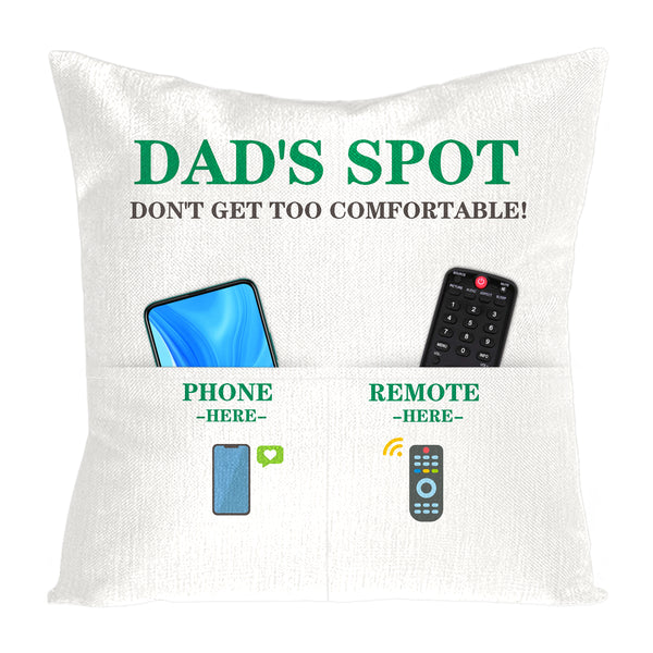 H1vojoxo 1PCS Dad’s Spot Throw Pillow Case, Father's Day Pillow Cover with 2 Pockets, Father's Day, Birthday, Thanksgiving Gift for Daddy Papa, Father's Day Linen Square Throw Pillow Case for Sofa Bed