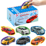 H1vojoxo 40PCS Valentine's Day Boxes for Kids and Mailbox for Classroom Exchange, Valentines Racing Cars Cards for Boys Girls, Valentines Gift Cards for Party Favor (1 Mailbox and 39 Greeting Cards) 