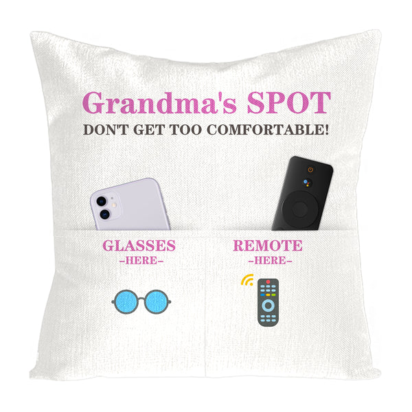 H1vojoxo 1PCS Grandma’s Spot Throw Pillow Case, Mother's Day Pillow Cover with 2 Pockets, Mother's Day, Birthday, Thanksgiving Gift for Grandmother, Mother's Day Linen Square Pillow Case for Sofa Bed