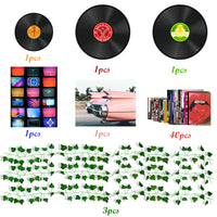 H1vojoxo 48PCS Retro Aesthetic Pictures Wall Collage Kit with Fake Vines, Retro Record Style Wall Print for Teen Room, Retro Photo Collection Dorm Decor, Wall Art Prints with Fake Vines for Bedroom