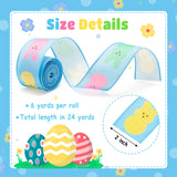 H1vojoxo 4PCS Easter Spring Pastel Wired Ribbon Rolls, Easter Bunny Wired Edge Ribbons, Decorative Wrapping Ribbons for Gift, Easter Colorful DIY Craft Ribbons, Easter Fabric Ribbon Decor, 24 Yards