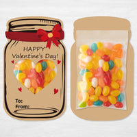 H1vojoxo 40PCS Valentines Day Gift Cards for Kids, Bow Jars Happy Valentines Greeting Cards Bulks, Valentines Exchange Cards for Boys Girls, Valentines Gift Cards for Party Favor (Candy Not Included) 