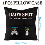 H1vojoxo 1PCS Dad’s Spot Black Throw Pillow Case, Father's Day Pillow Cover with 2 Pockets, Father's Day, Birthday, Thanksgiving Gift for Daddy Papa, Father's Day Linen Square Pillow Case for Sofa Bed