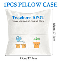 H1vojoxo 1PCS Teacher's Spot Throw Pillow Case, Teachers' Day Pillow Cover with 2 Pockets, Teachers' Day, Thanksgiving Gift for Teachers, Teachers' Day Linen Square Throw Pillow Case for Sofa Bed