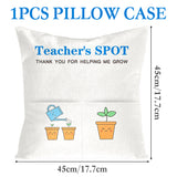 H1vojoxo 1PCS Teacher's Spot Throw Pillow Case, Teachers' Day Pillow Cover with 2 Pockets, Teachers' Day, Thanksgiving Gift for Teachers, Teachers' Day Linen Square Throw Pillow Case for Sofa Bed