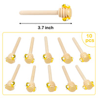 H1vojoxo 10PCS Honey Dipper with Faux Honey, Wooden Honey Dipper Stick with Mini Bee, Honey Bee Decor for Kitchen Display, Mini Honeycomb Stick for Party Decor, Honey Comb Wand for Home Decor