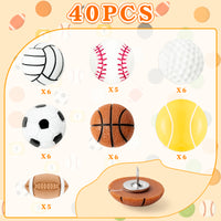 H1vojoxo 40PCS Creative Sport Ball Push Pins for Cork Board, Mini Decorative Resin Ball Push Pins, Football Thumb Packs for Bulletin Board, Rugby Thumb Tacks, Decorative Cute Push Pins for Wall Map