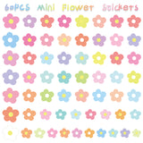 H1vojoxo 60PCS Mini Flower Stickers for Kids, Colorful Aesthetic Self-Adhesive Flower Stickers, Mini Flower Shapes Decals for Laptops, Flower Shapes Stickers for Water Bottle, Luggage, Skateboards