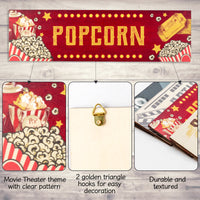 H1vojoxo 4PCS Wooden Movie Theater Decor, Home Movie Theater Decoration, Cinema Themed Wooden Sign for Wall Decor, Vintage Movie Theater Sign for Wall Art, 11*3 INCH Cinema Wooden Sign with 2 Hooks