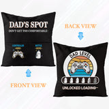 H1vojoxo 1PCS Dad’s Spot Black Throw Pillow Case, Father's Day Pillow Cover with 2 Pockets, Father's Day, Birthday, Thanksgiving Gift for Daddy Papa, Father's Day Linen Square Pillow Case for Sofa Bed