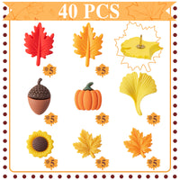 H1vojoxo 40PCS Autumn Push Pins Decoration for Cork Board, Fall Decorative Thumb Tacks, Fall Leaves Push Pins for Bulletin Board, Sunflower Push Pins for Autumn, Pine Cones Push Pins for Fall