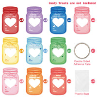 H1vojoxo 40PCS Valentines Day Gift Cards for Kids, Colorful Jars Happy Valentine Greeting Cards Bulks, Valentine Exchange Cards for Boys Girls, Valentine Cards for Party Favor (Candy Not Included) 