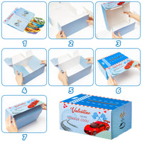 H1vojoxo 40PCS Valentine's Day Boxes for Kids and Mailbox for Classroom Exchange, Valentines Racing Cars Cards for Boys Girls, Valentines Gift Cards for Party Favor (1 Mailbox and 39 Greeting Cards) 