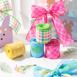 H1vojoxo 4PCS Easter Spring Pastel Wired Ribbon Rolls, Easter Bunny Wired Edge Ribbons, Decorative Wrapping Ribbons for Gift, Easter Colorful DIY Craft Ribbons, Easter Fabric Ribbon Decor, 24 Yards
