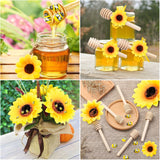 H1vojoxo 135PCS Honey Bee Dipper Artificial Sunflowers Craft Set, Honey Bee Dipper with Sunflowers Craft Kits, Honey Bee Dipper Sunflowers Decor, Honey Bee Themed Party Decor, Sunflowers Party Favor