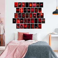 H1vojoxo 50PCS Red neon Room Decor Aesthetic Poster Wall Collage Kit, Red neon Style Wall Print for Teen Room, Red neon Style Photo Collection Dorm Decor for Boys Girls, Trendy Wall Print Kit 4*6 Inch