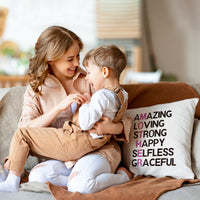 H1vojoxo 1PCS Mom’s Spot Throw Pillow Case, Mother's Day Pillow Cover with 2 Pockets, Mother's Day, Birthday, Thanksgiving Gift for Mommy Mama, Mother's Day Linen Square Throw Pillow Case for Sofa Bed