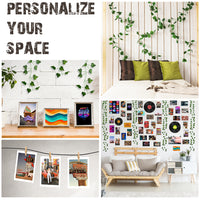 H1vojoxo 48PCS Retro Aesthetic Pictures Wall Collage Kit with Fake Vines, Retro Record Style Wall Print for Teen Room, Retro Photo Collection Dorm Decor, Wall Art Prints with Fake Vines for Bedroom