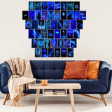 H1vojoxo 50PCS Blue Neon Room Decor Aesthetic Poster Wall Collage Kit, Blue Neon Style Wall Print for Teen Room, Blue Neon Style Photo Collection Dorm Decor for Teens, Trendy Wall Print Kit 4*6 Inch